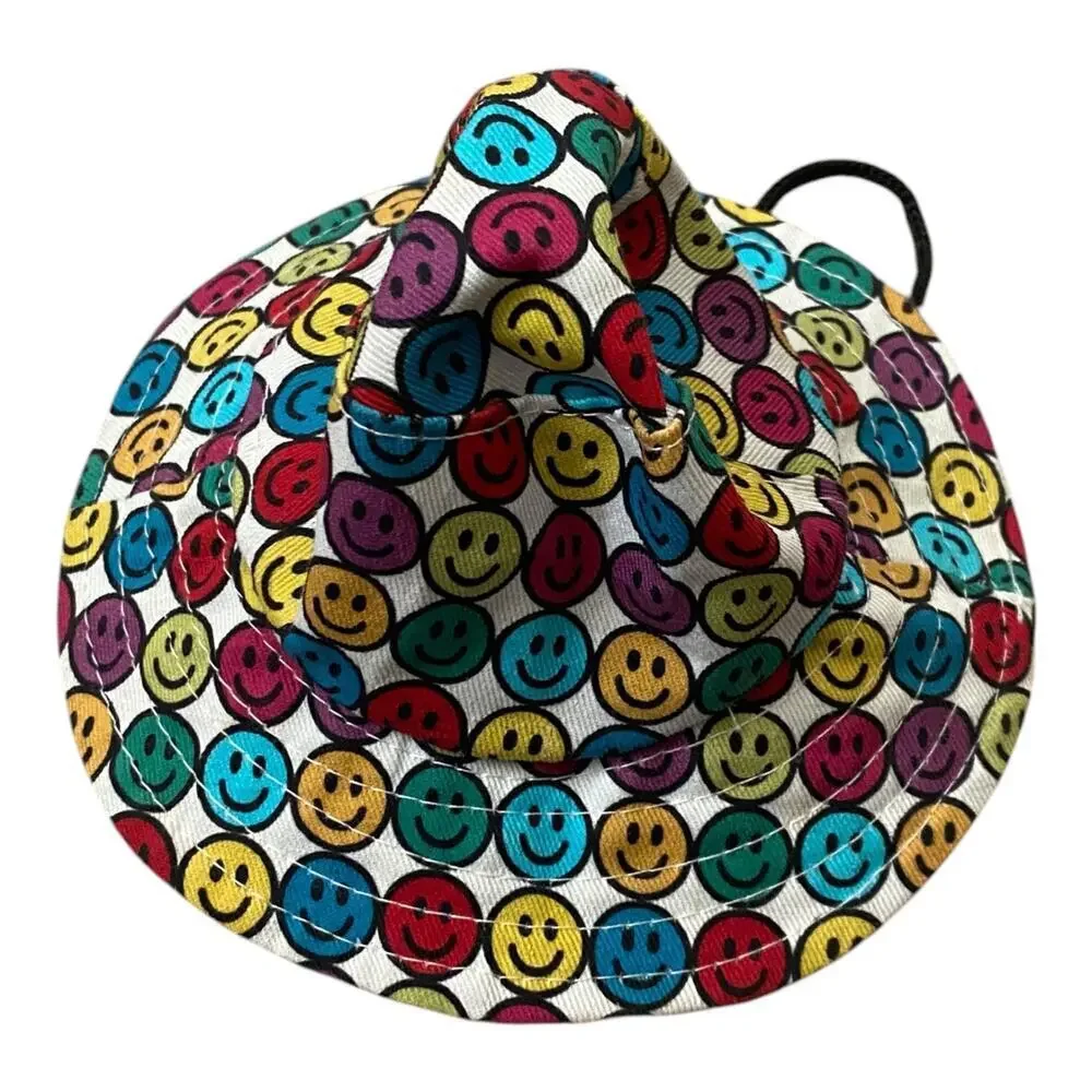 NWT Bundle Size XS Dog Clothes Hat T-shirt Colorful Summer Smiley Short Sleeve